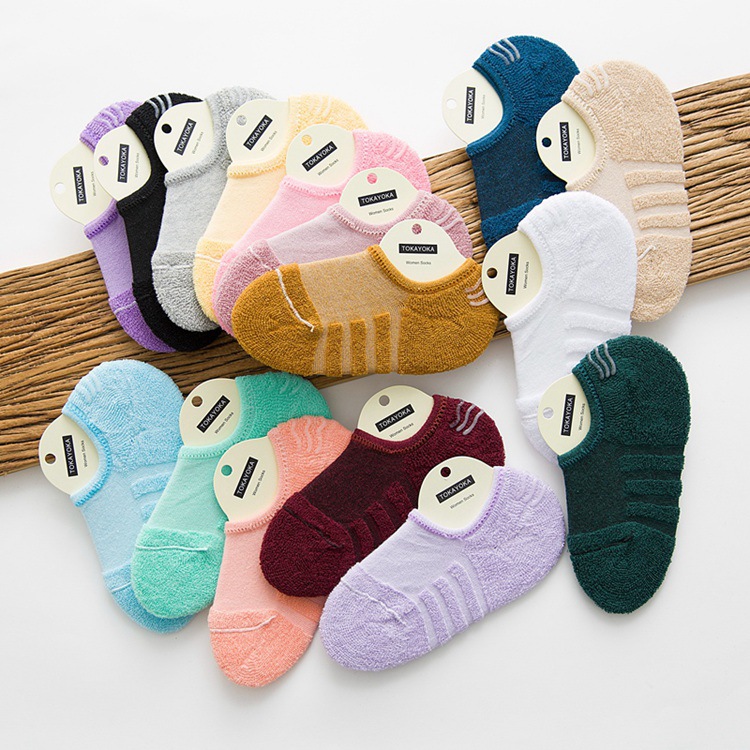 纯棉毛圈袜女袜运动毛巾船袜吸汗硅胶防滑女士短袜子详情5
