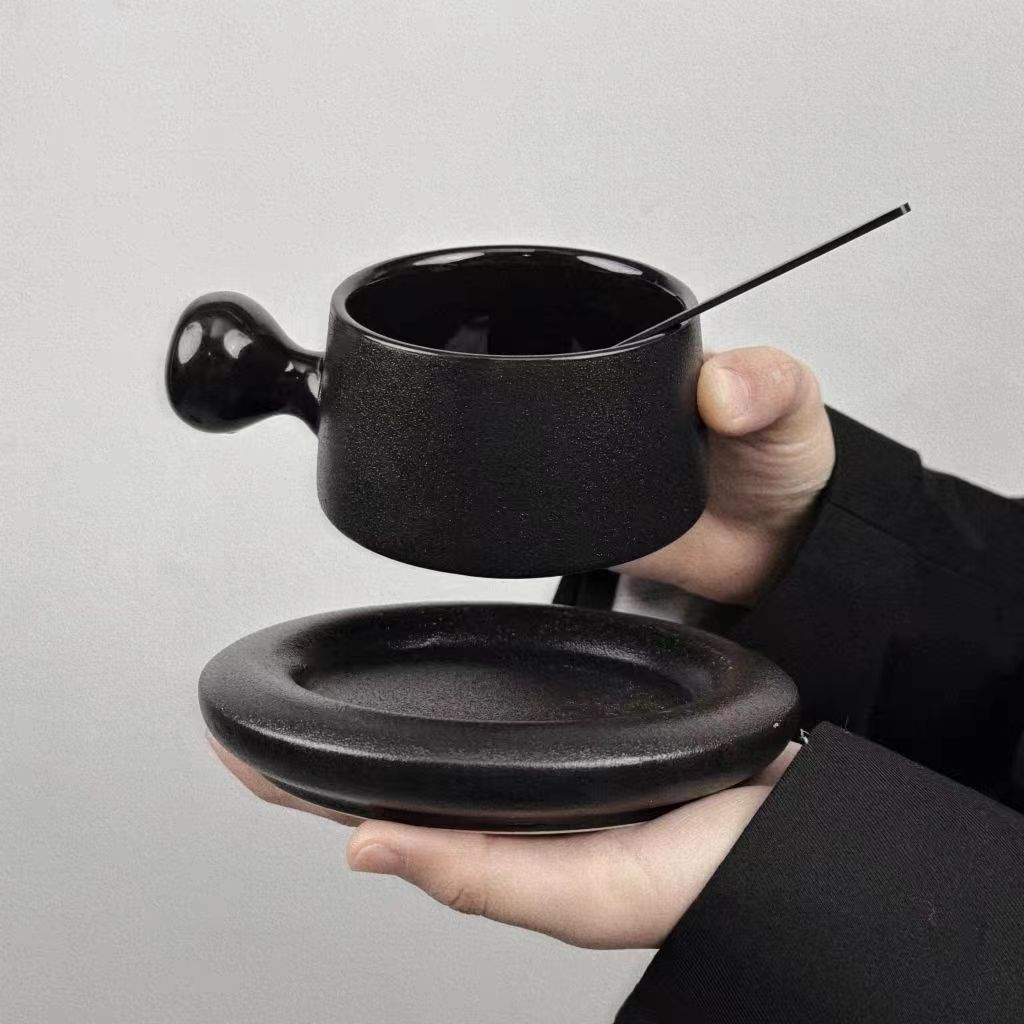 磨砂高级轻奢小众设计高颜值陶瓷马克杯咖啡杯带碟早餐餐厅套装详情3