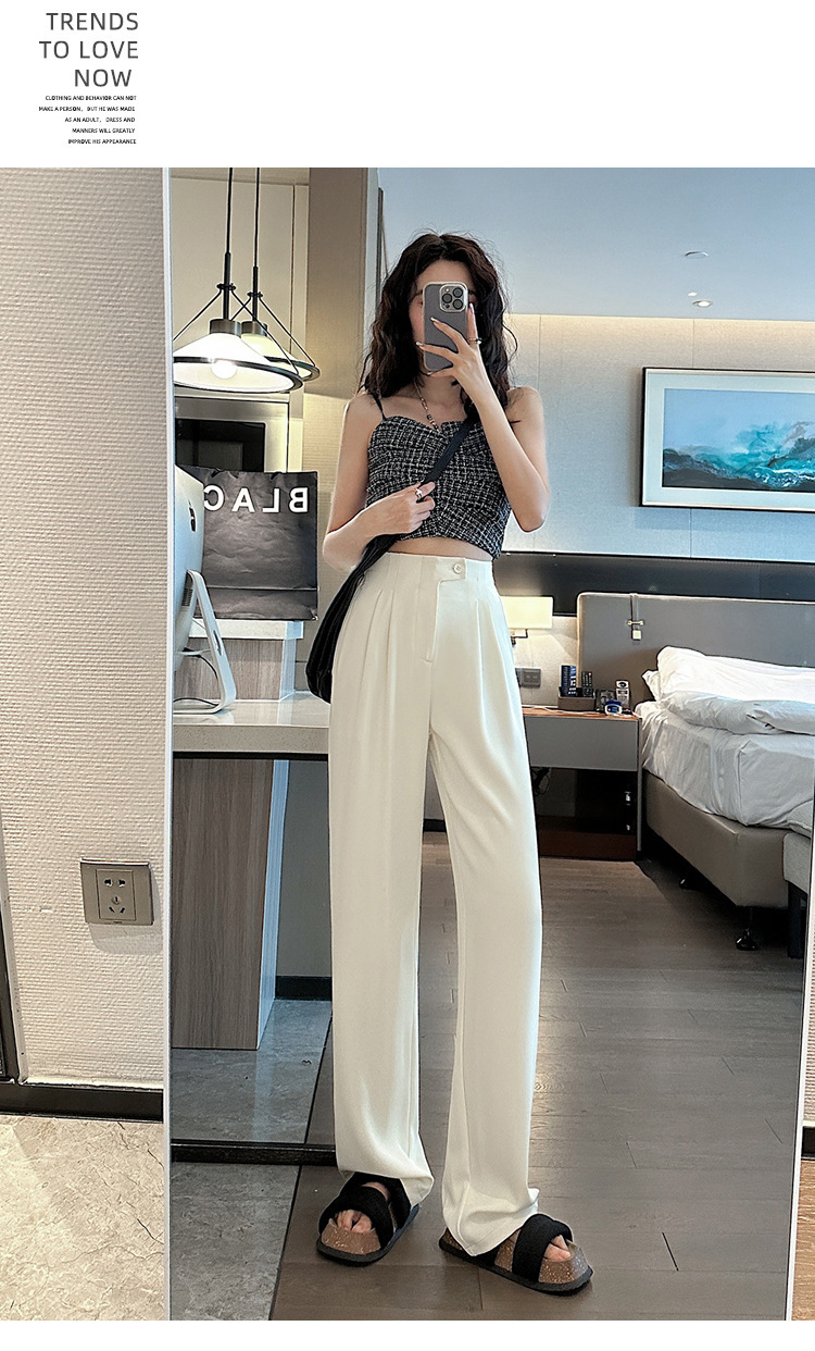 现货厂家批发 西装裤女2024新款高腰垂感阔腿裤宽松显瘦窄版 长裤详情36
