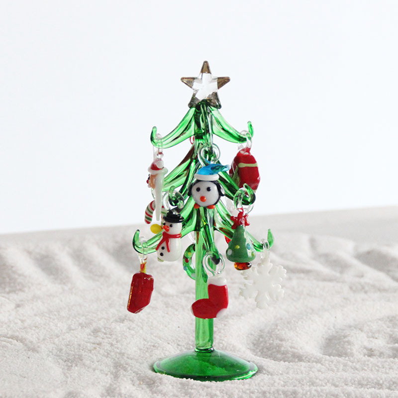 圣诞节礼物拉丝圣诞树淄博琉璃工艺品玻璃制品桌面摆件手工装饰灯详情21
