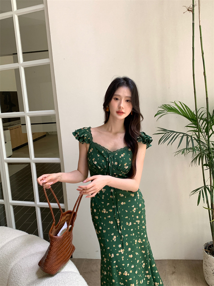 秀熙熙十三行2024夏季新款气质印花复古高腰短袖连衣裙女BS88041详情14