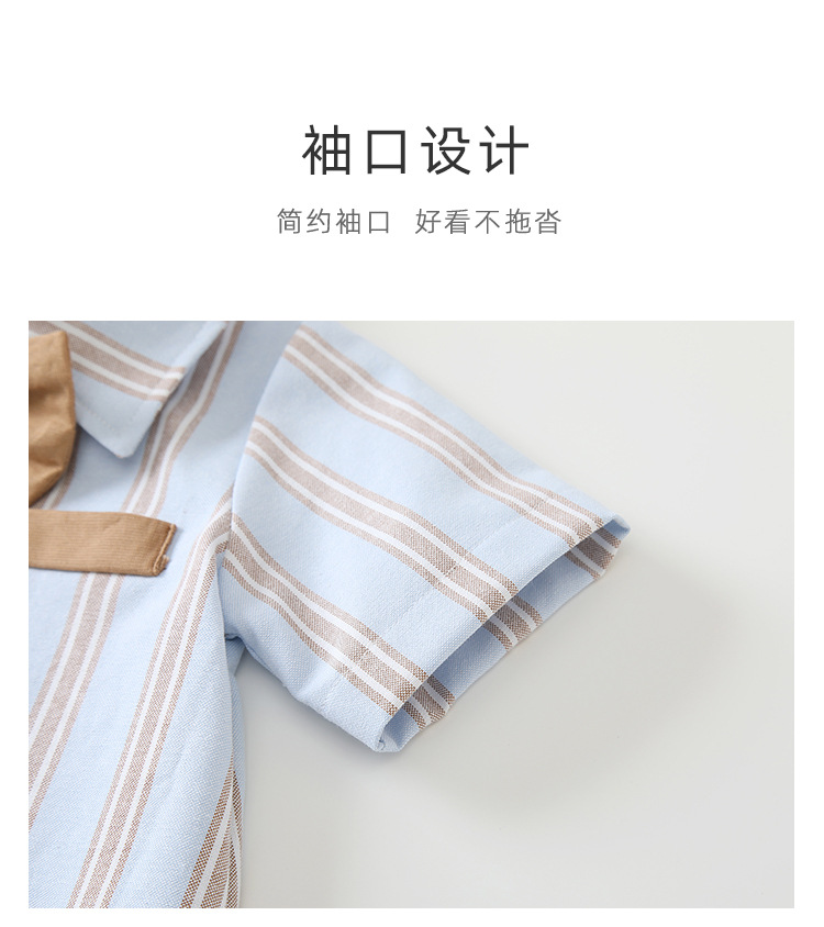 ins baby clothes summer striped short-sleeved A-class stylish baby body clothing Korean version gentleman baby outdoor crawling clothes pic 16