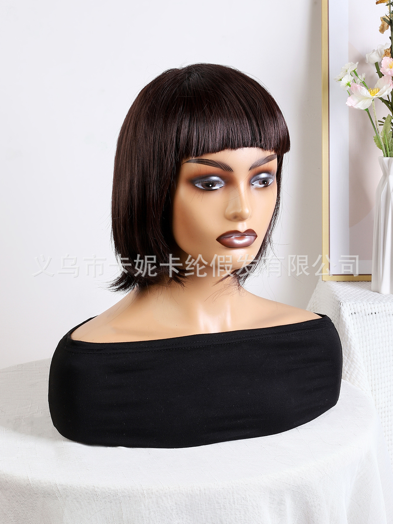 10 pulgadas mujer peluca bobble qi franja mecanismo fibra química crimson estudiantes nuevo wholesale wigs pic 6