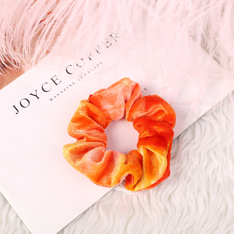 Wholesale of cross-border Amazon velvet tie-dyed large intestine rings, new European and American velvet color-blocking sweet and elegant hair rings pic 19
