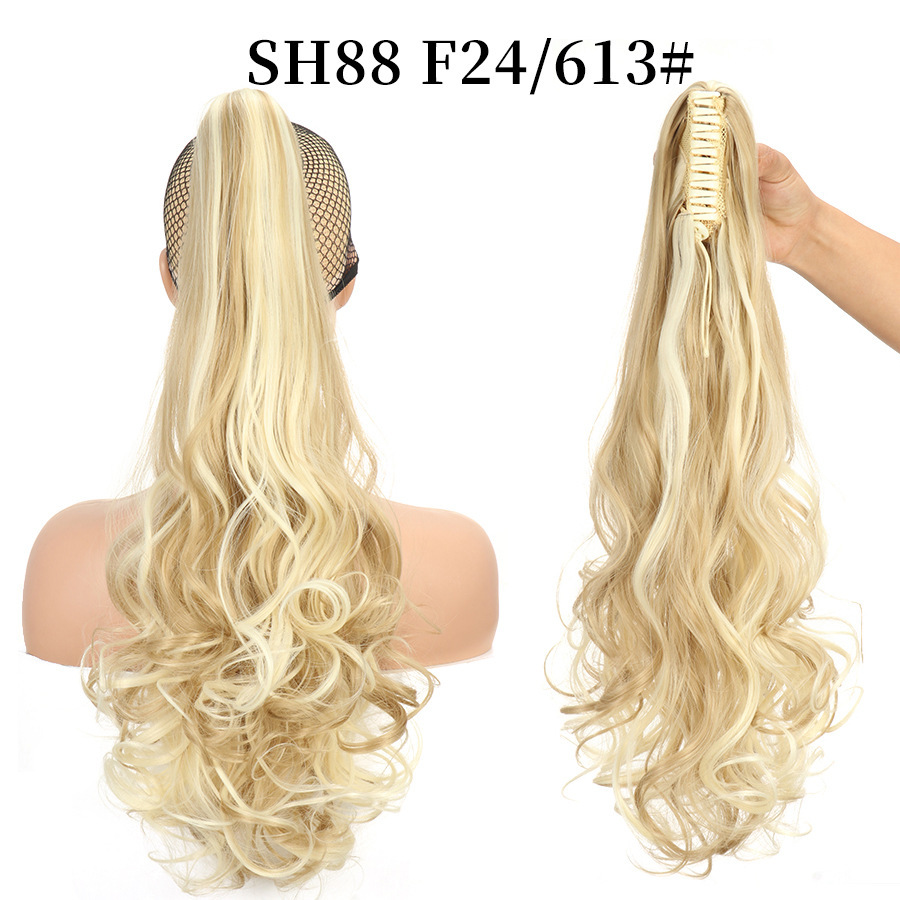 European and American style claw clip long curly hair, tiger mouth claw clip ponytail simulation wig, fluffy and natural ponytail pic 40