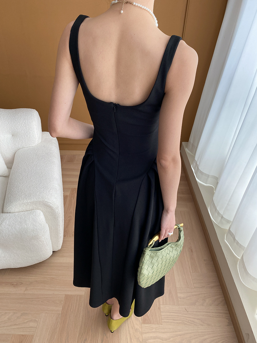 Sinan Antwai-cut French square-neck black vest dress 2024 Early Autumn New Style SN5158 pic 23