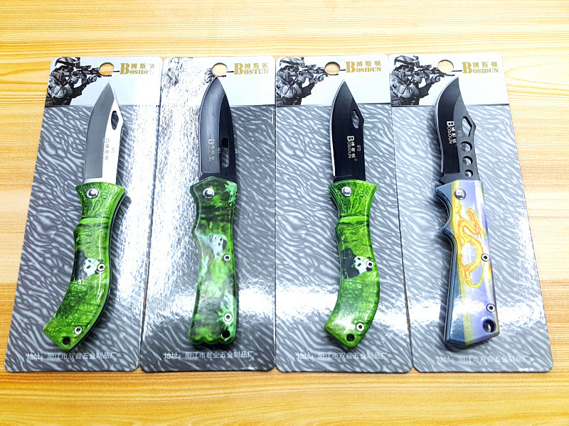 Boston outdoor folding knife, stainless steel fruit knife, portable folding camping knife, supermarket premium knife, military knife card pic 39