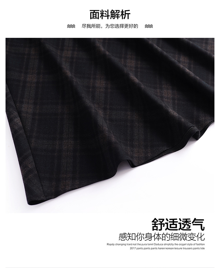 2023年秋冬款长款格纹简约通勤时尚A字裙后腰松紧气质修身半身裙详情2