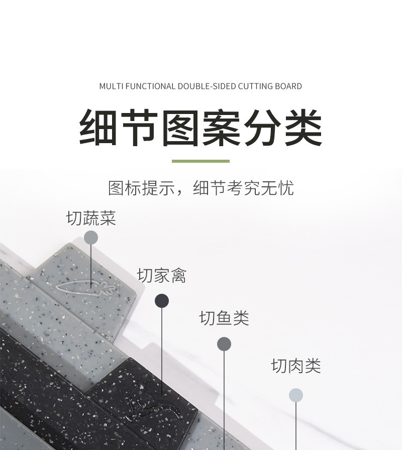 跨境热销款家用PP黑白点塑料分类菜板五件套厨房切菜砧板双面案板详情26