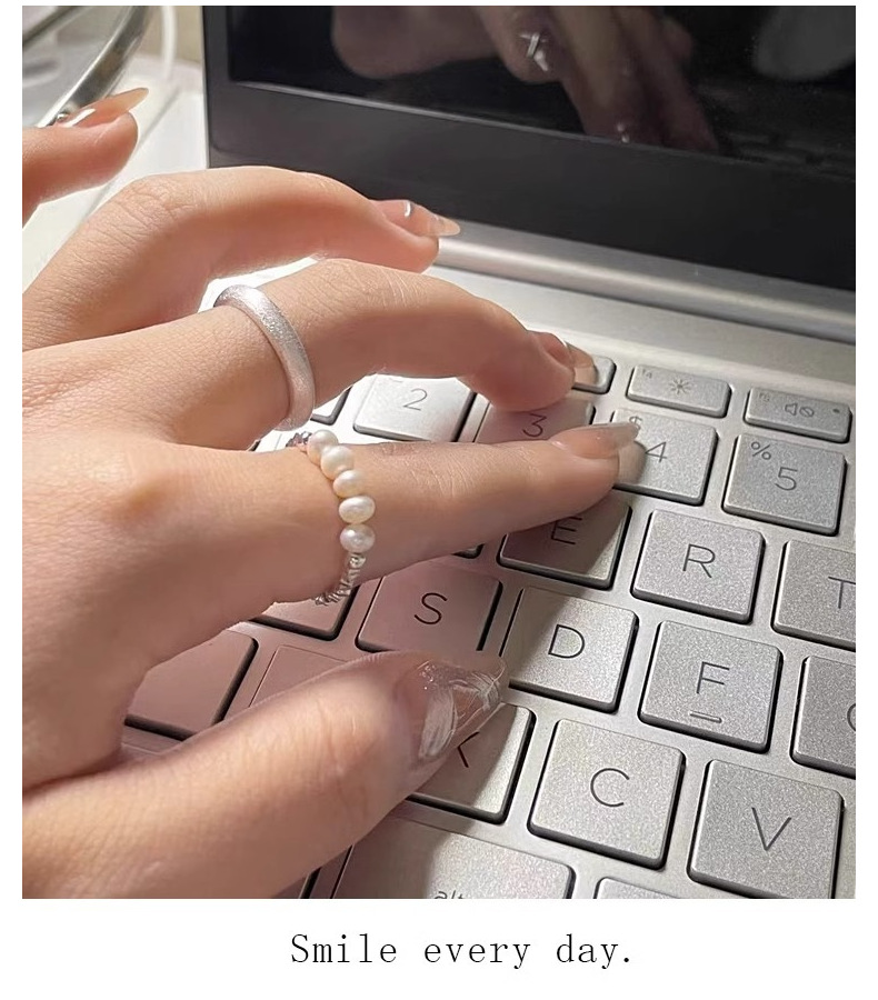 925通体纯银珍珠碎银子戒指女小众设计ins风个性小众设计感闭口指详情18