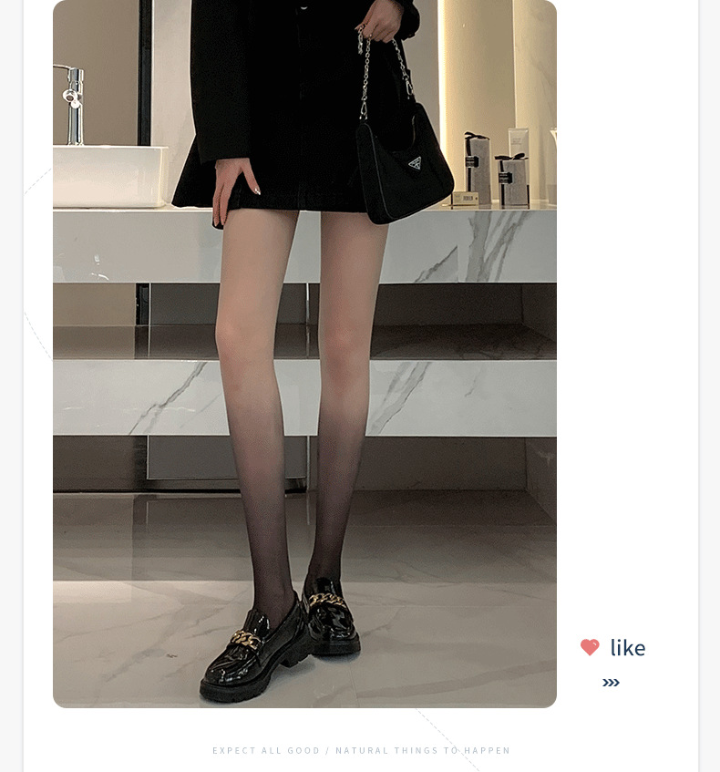 任意剪渐变色丝袜批发女夏季性感黑丝超薄款防勾丝黑灰一体连裤袜详情13