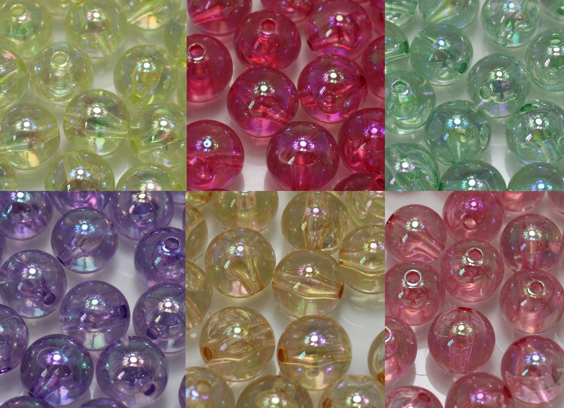 Acrylic through-hole round beads 16mm straight hole transparent UV-plated beads diy jewelry material, wholesale of string beads and loose beads pic 1