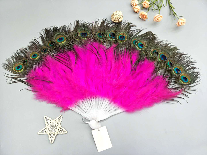 Peacock feather fan performance dance fan furniture arrangement stage props Peacock feather colorful pic 17