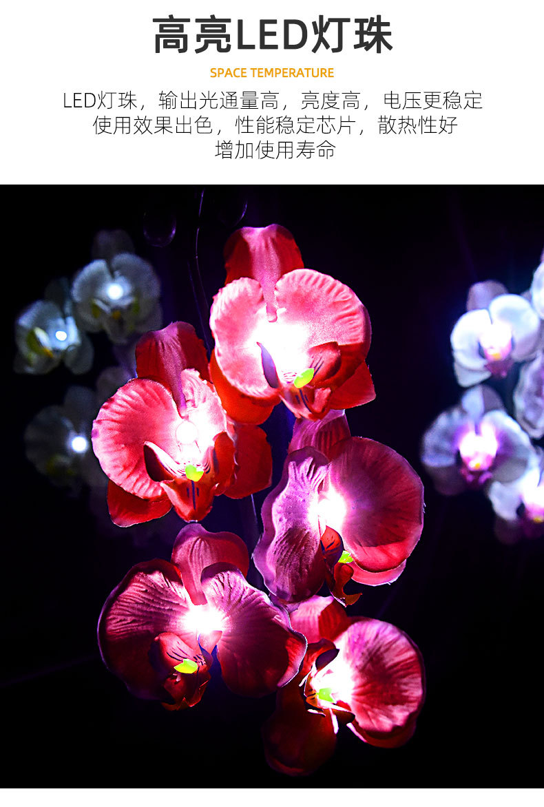 Cross-border solar lamps, simulated flower Phalaenopsis, ground insert lamps, outdoor courtyard lamps, landscape, festival and garden decorations pic 9