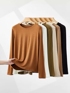 厂家现货桑蚕丝丝光棉T恤女夏宽松版大圆领短袖打底衫桑蚕丝配比详情14