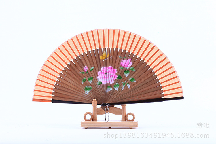 头青喷绘扇  多款花鸟 美女图 高档女扇 珠光柄喷绘丝绸扇子 折扇详情7