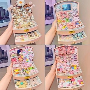 儿童发饰礼盒套装小皮筋皇冠头饰发夹小公主发绳女孩首饰品收纳盒详情3