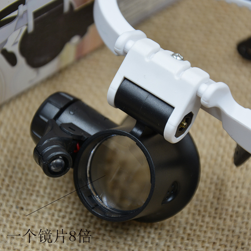 Three magnifications of head-mounted glasses, high-magnification mechanical watch repair, engraving, antique jewelry appraisal, LED light 9892H1 pic 30