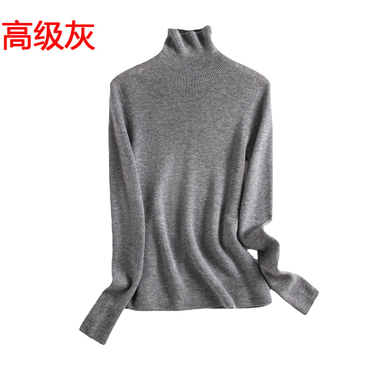 A new high-neck knitted sweater for women in the autumn of 2024, paired with a solid color seamless one-piece base layer of wool sweater pic 22