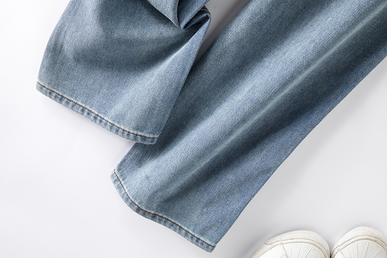 High-waisted straight-leg jeans for women, Spring 2023 new style, loose, slimming, drape, retro and nostalgic, floor-length wide-leg pants pic 40