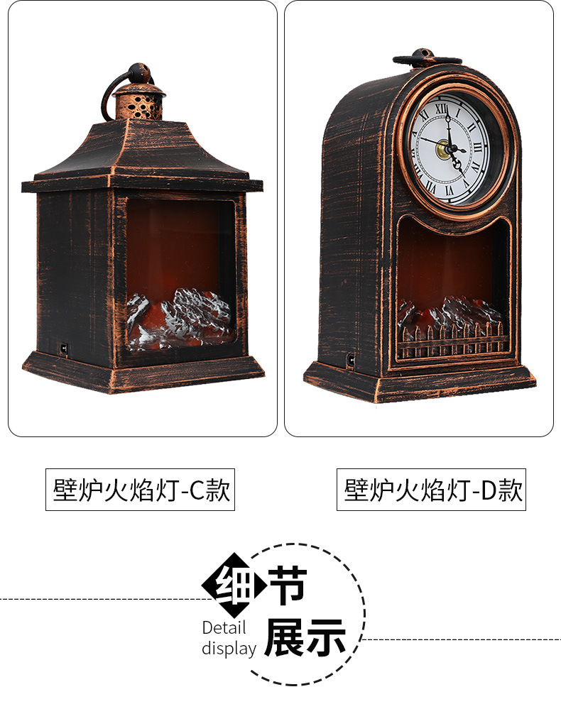 Christmas fireplace lights, firewood, wind lights, bar, home, table, scene arrangement, fireplace lights, window display decoration props pic 4