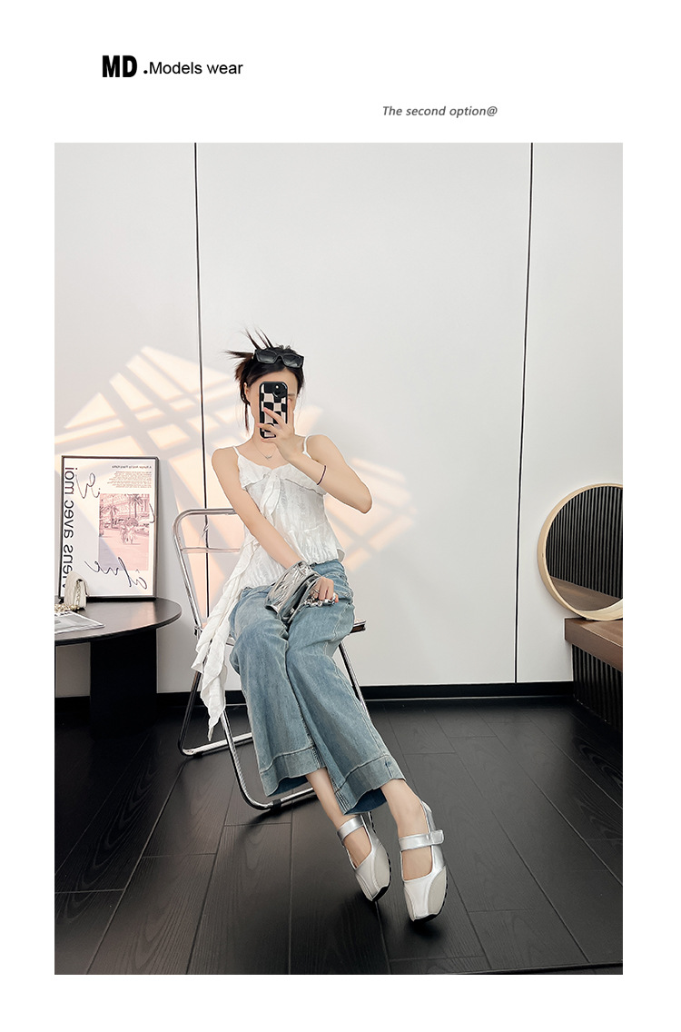 现货小银鞋浅口平跟芭蕾鞋中跟小方头单鞋慵懒风韩系复古德训鞋女详情15