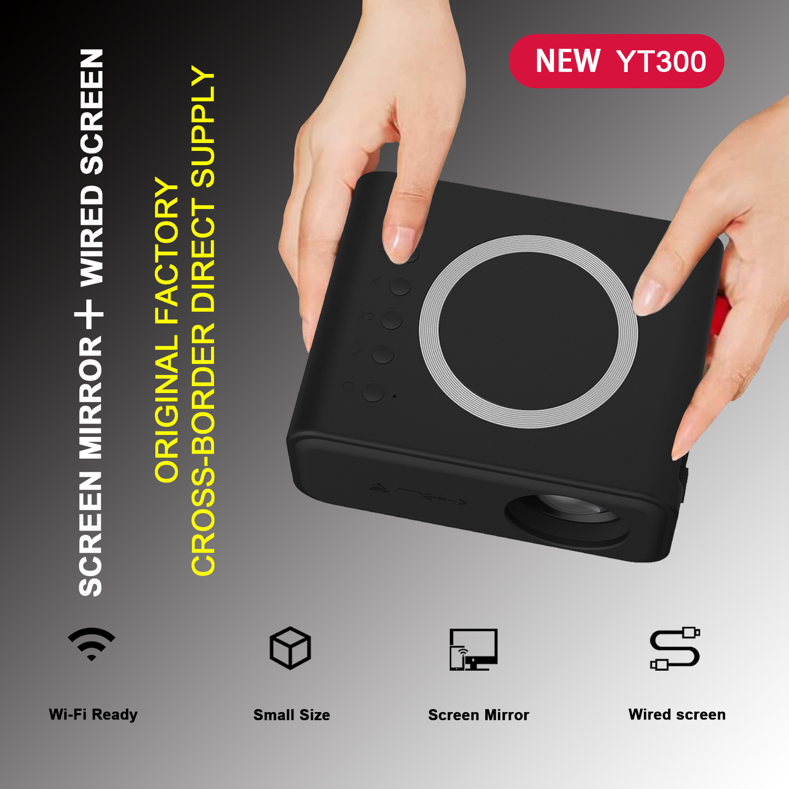 YT300 wireless + wired, YT500 mobile phone wifi dual-screen projector, home mini projector, mini home convenience pic 23