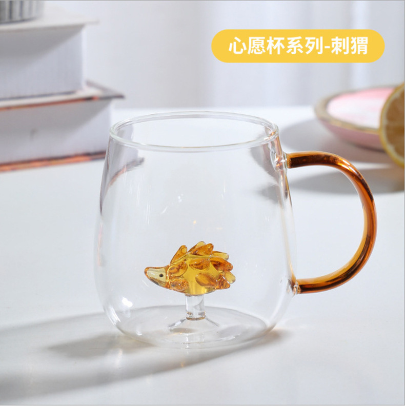 Venta al por mayor nuevo diseño de vidrio de borosilicato alto nivel de apariencia con el mango de la taza de agua para el hogar forma animal taza de vidrio de agua pic 14