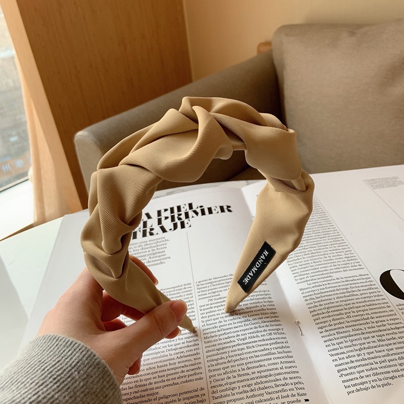 韩国东大门气质褶皱宽边纯色发箍发卡时尚复古压发韩版头箍发饰女详情35