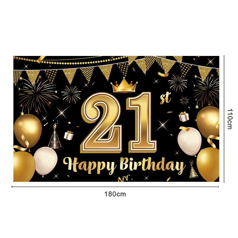 跨境黑金色数字生日横幅 摄影拍照背景布幕布 生日派对场景布装饰 工艺品添彩你的派对详情16