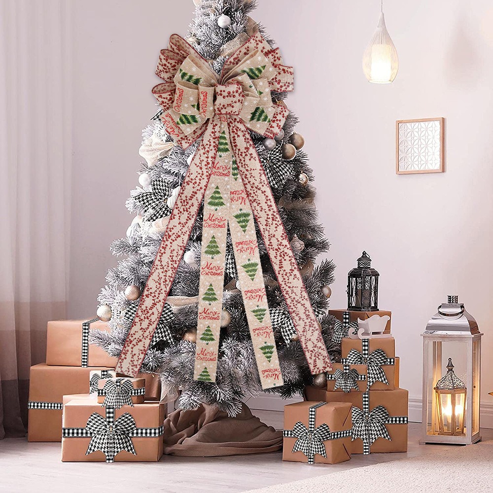 圣诞蝴蝶结闪粉丝带圣诞节装饰品布置金葱粉多色蝴蝶结圣诞树挂件详情9