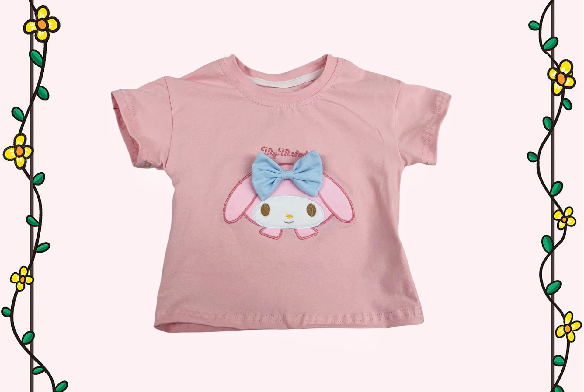 爆款跨境新品女童短袖T恤夏季童装美乐蒂玉桂狗库洛米卡通棉上衣详情1