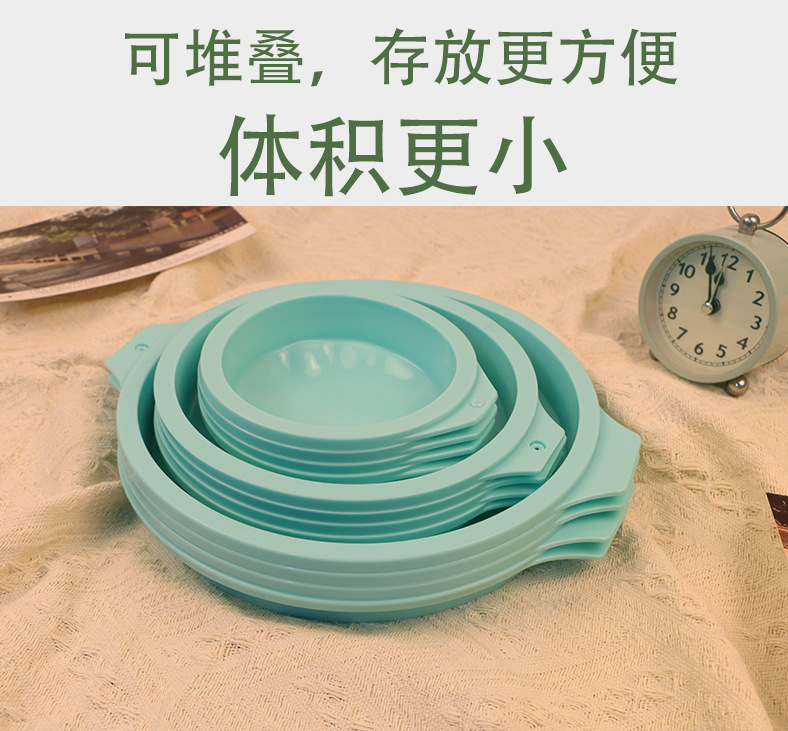4寸6寸8寸彩虹硅胶烘焙蛋糕模具 分层圆形烤盘 硅胶碗 一体式蛋糕胚制作工具 高温耐用易清洗详情8