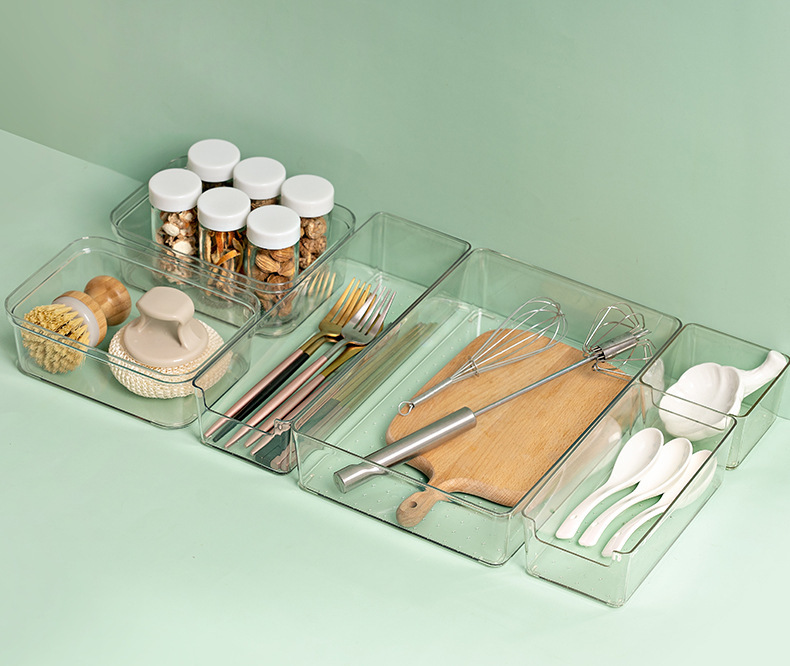 Grapefruit transparent acrylic storage box, student stationery, office desk storage basket, cosmetics drawer, household items pic 4