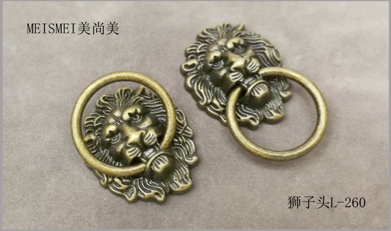 Decorative door knocker with animal head, old-fashioned animal head, retro lion head door knocker, blue and red ancient copper handle, Chinese qilin from the Ming and Qing dynasties pic 4