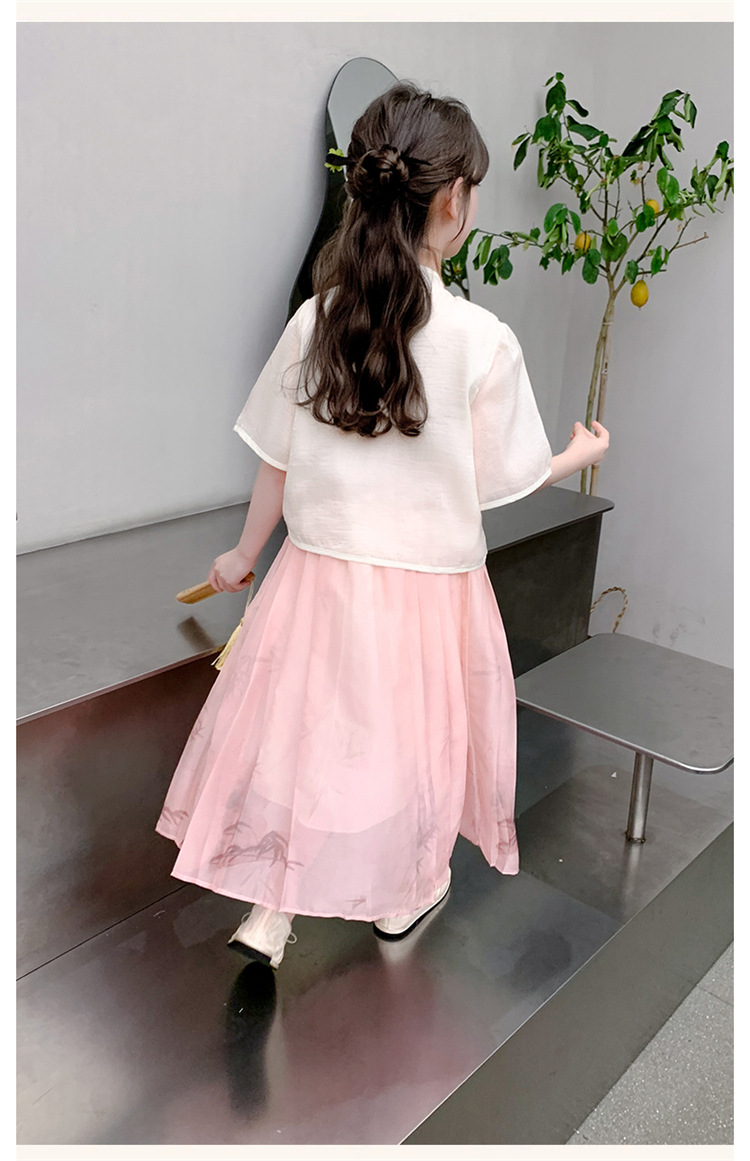 女童套裙2024新款中大童洋气国风刺绣汉服夏季短袖马面裙两件套详情15