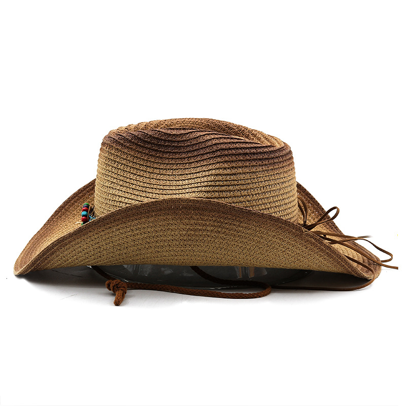 Spring and summer Bohemian-style western cowboy straw hat cross-border trade foldable windproof rope Tibetan top hat pic 6