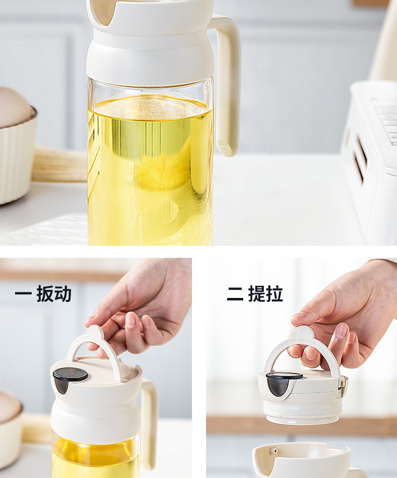 Double-gun glass oil pot, kitchen leak-proof oil tank, soy sauce bottle oil, automatic opening and closing oil bottle, household large-capacity oil pot pic 8