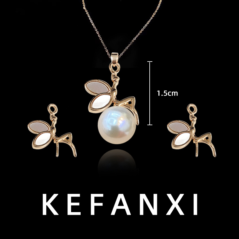 14k包金铜镀金海水贝天使吊坠珍珠空托手链项链挂坠DIY配件新详情2