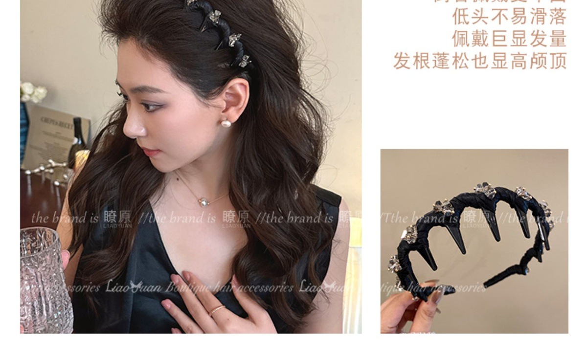 Retro, exquisite and light luxury water diamond hair clips and headbands for women 2025 new style, high-end headband, elegant high head top hair accessory pic 6