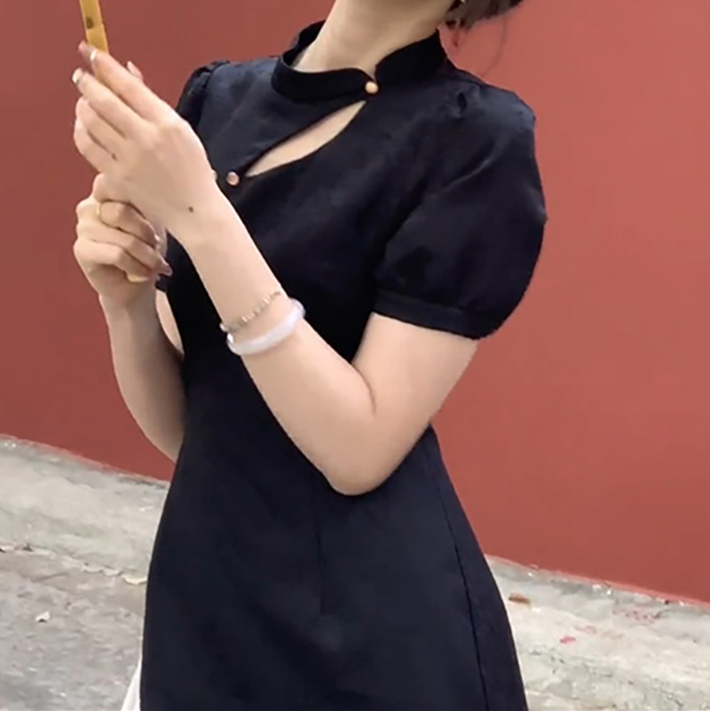 New Chinese-style jacquard dress with ink-wash mist and rain, elegant, slimming and concealing long dress, 2023 ancient-style cheongsam pic 7