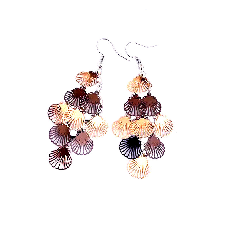 New arrivals: Popular European and American shell multi-color small nine-piece earrings and pendants, cross-border bestsellers, color-blocked tassel earrings pic 15