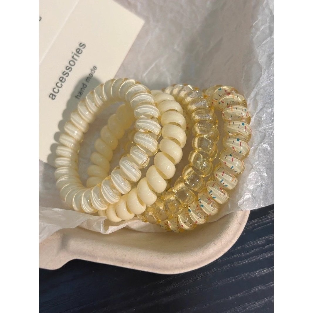 韩式少女~高品质葡萄椰椰波点电话线夏天清新百搭日常发绳耐用详情9