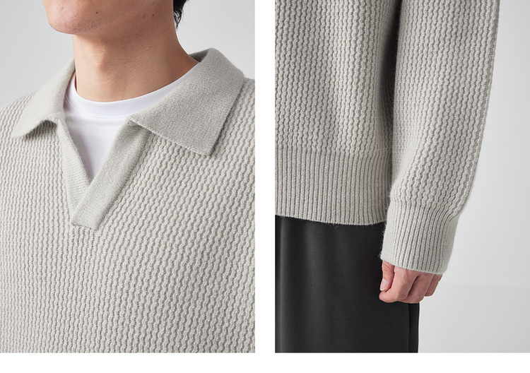 墨麦客开V翻领宽松针织衫男2024冬季款简约纯色休闲男士毛衣20545详情8