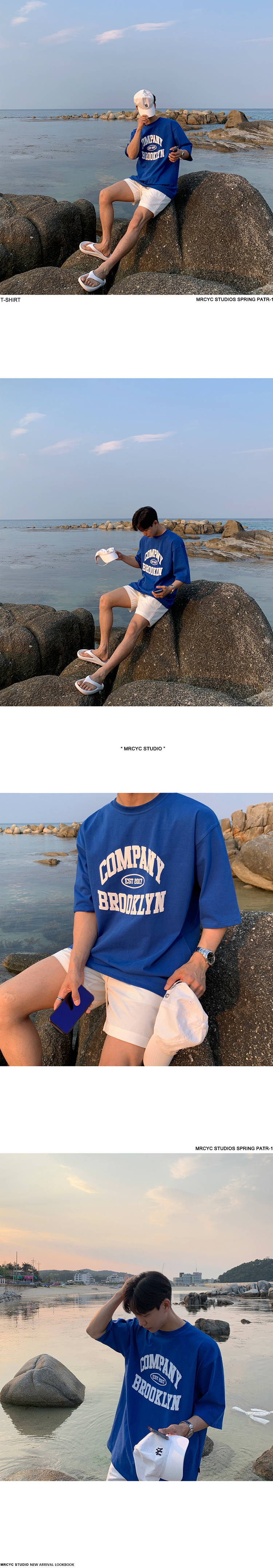 MYQ克莱因蓝短袖T恤男款夏季韩版潮流字母发泡印花纯棉半袖体恤详情13