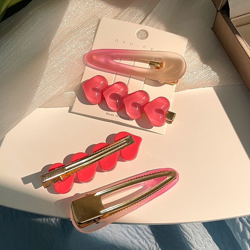 夹女碎发爱心粉色系女发夹网红新款夹子夏季刘海夹头饰侧边发卡详情21