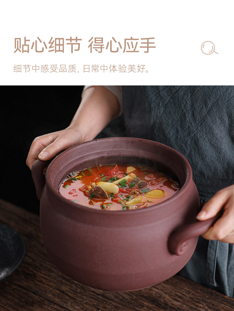 Tao Bao Wang Old-style unglazed clay pot stew pot, household gas stove, open flame clay pot for making soup and stewing dishes, dry cooking clay pot pic 9