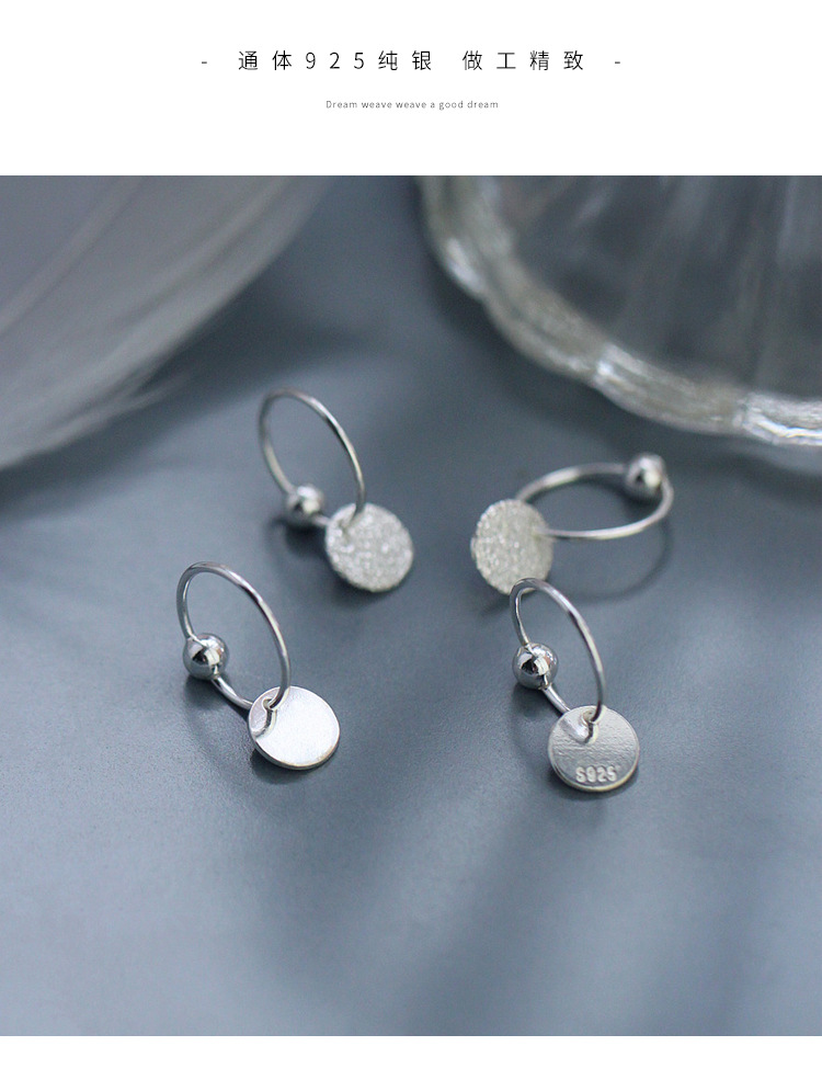 Ganjia Tongti S925 pure silver simple round piece earrings, elegant matte ear buckles, fashionable Hong Kong-style internet-famous ear rings pic 22