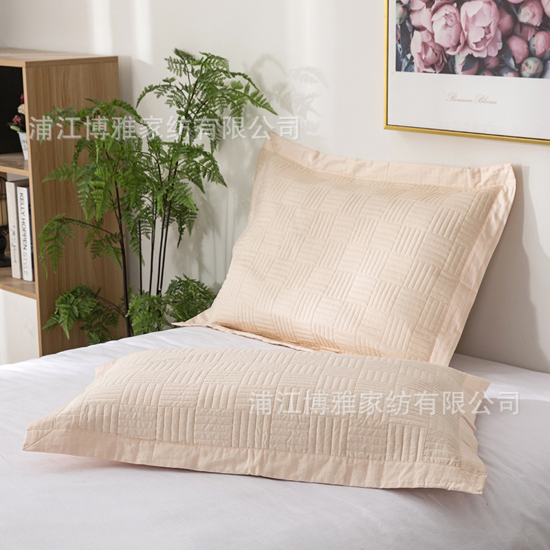 Export supply of pure cotton twill pillowcases, thickened cotton-padded dormitory household pillow core covers, 50*70 quilted pillowcases pic 10