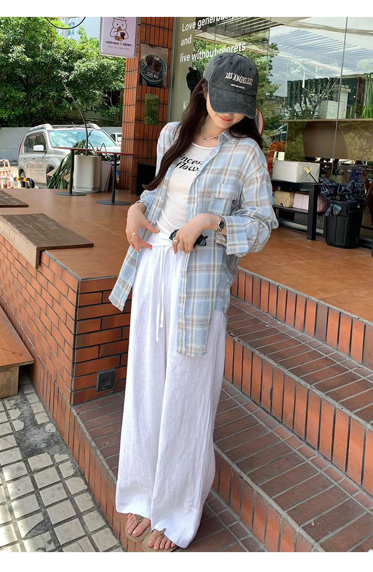 法式设计感小衫蓝色格子防晒衬衫女2024秋季新款女装小清新bm上衣详情26